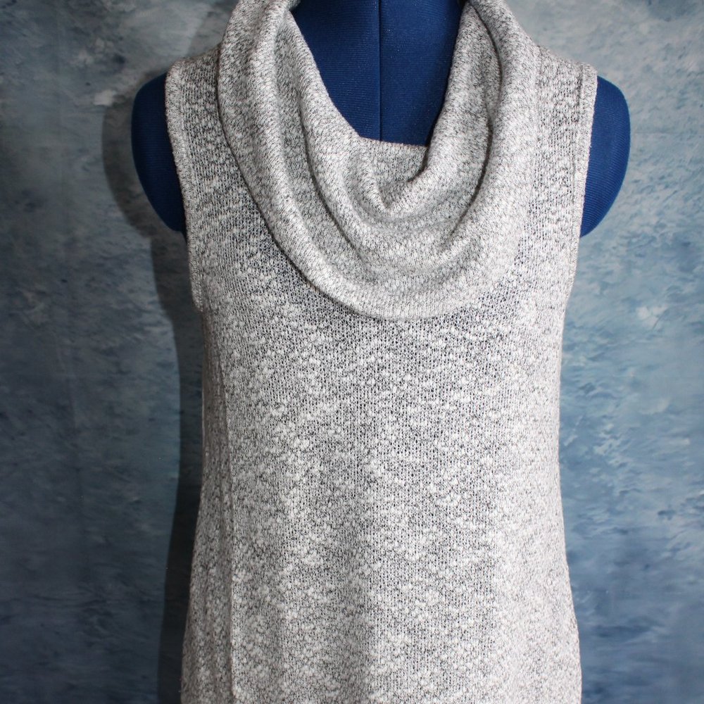 Angels Forever Young Sleeveless Cowl Neck Gray White Top ~S~